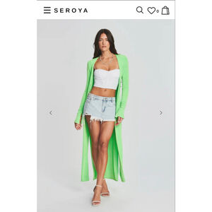 Women's SER.O.YA Neon Green Long Cardigan S